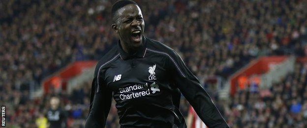 Divock Origi celebrates for Liverpool