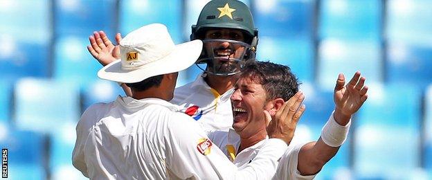 Yasir Shah celebrates a wicket