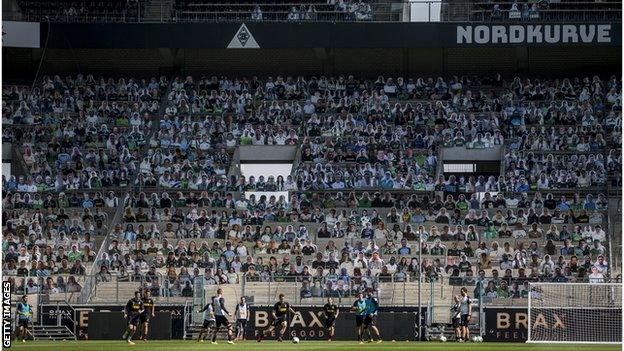 Borussia Monchengladbach are filling their stands with cardboard cut-outs of fans