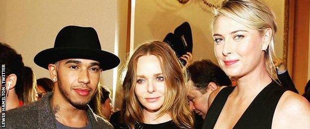 Lewis Hamilton, Stella McCartney and Maria Sharapova