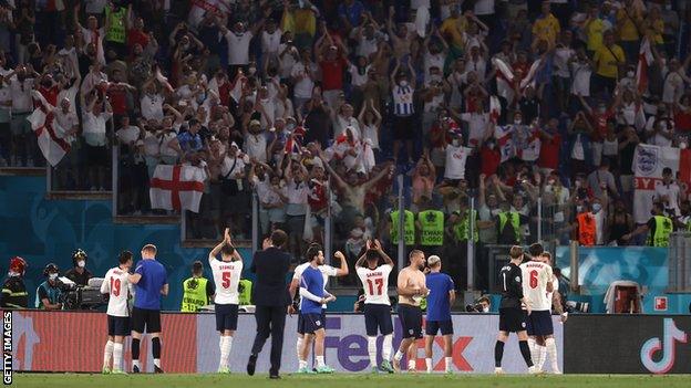 England players celebrate