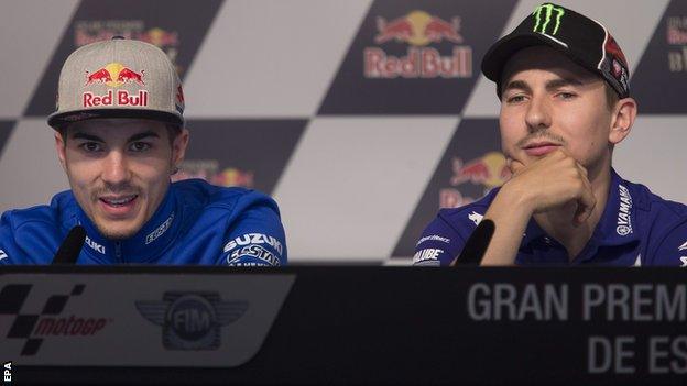 Maverick Vinales (left) and Jorge Lorenzo