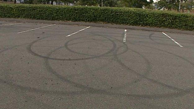 Skid marks in Peterborough car park