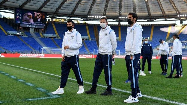 Lazio players at Stadio Olimpico