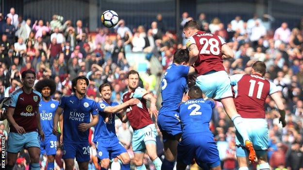 Defender Kevin Long scored his first Premier League goal for Burnley against Leicester