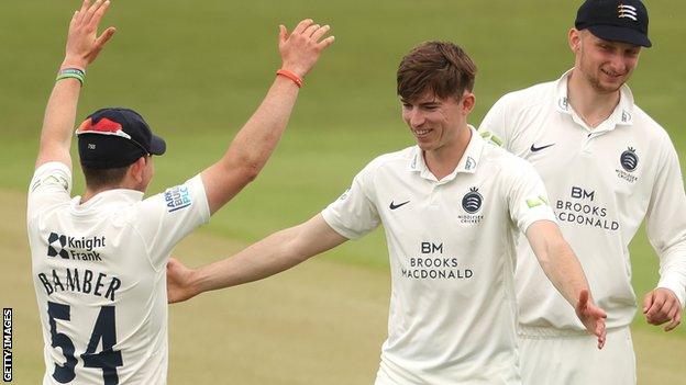 Middlesex celebrate a wicket