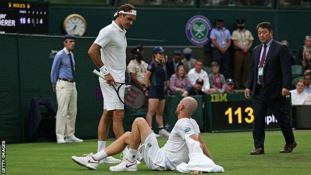 Roger Federer and Adrian Mannarino