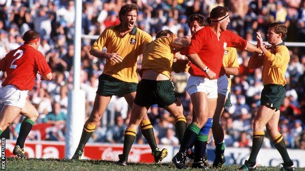 Australia and Lions players brawl in 1989