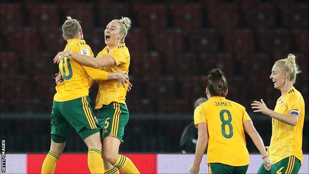 Rhiannon Roberts celebrates