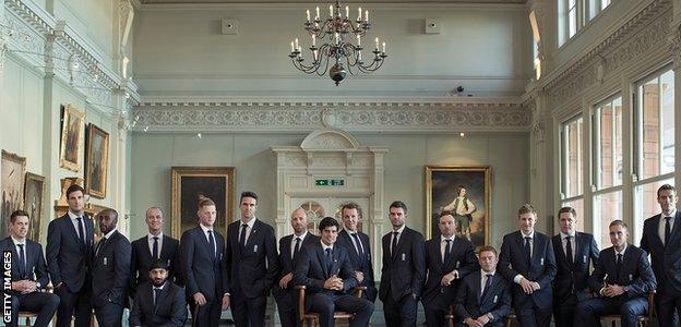 The England team which toured Australia in 2013-14 took part in this photo shoot at Lord's