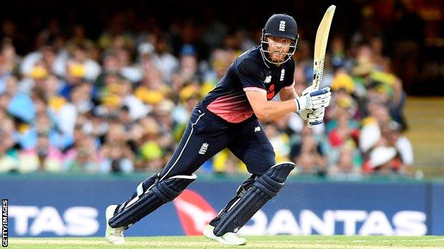 England's Jonny Bairstow plays a shot during victory over Australia