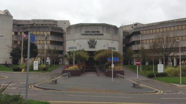 The civic centre sits on the seafront in Swansea