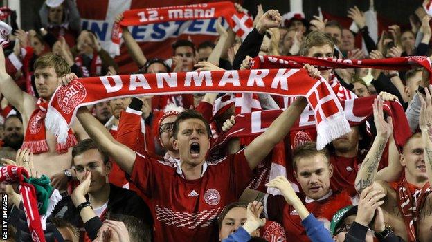 Denmark fans celebrate