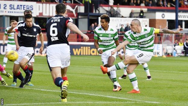 Scott Brown scores for Celtic against Dundee