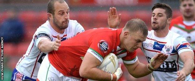 Wales captain Craig Kopczak in action against Serbia