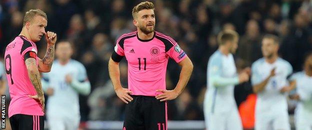 Scotland's Leigh Griffiths and James Morrison are left disappointed at Wembley