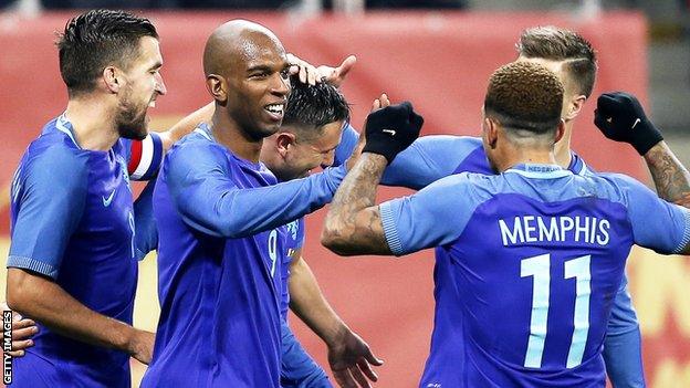 Ryan Babel celebrates his goal for Netherlands