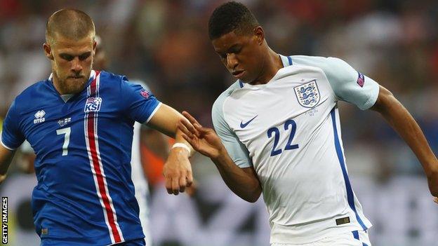 Marcus Rashford (right) on England duty