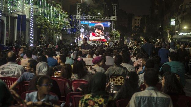 Many Egyptians watched the game on big screens in Cairo
