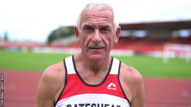 Dave Leng (pictured at Gateshead Stadium) volunteers and chaperones at every Great North Run