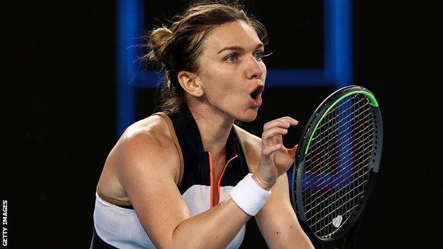 Simona Halep yells