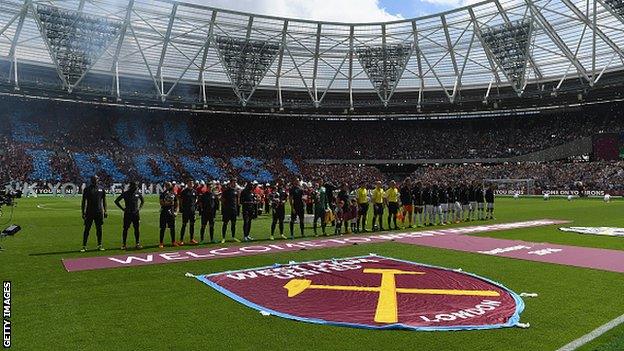 West Ham United's London Stadium before kick-off against Juventus