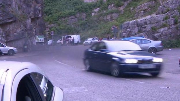 Car racing in Cheddar Gorge