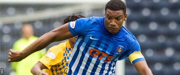 Miles Addison in action for Kilmarnock against Morton