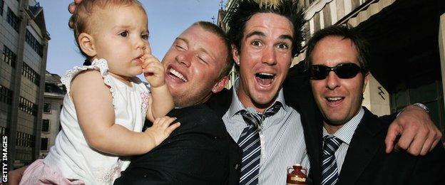 Andrew Flintoff, Kevin Pietersen and Michael Vaughan