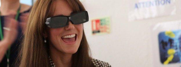 Duchess of Cambridge wearing 3D glasses