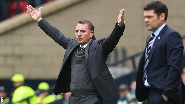 Celtic manager Brendan Rodgers and Rangers manager Graeme Murty