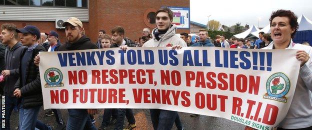 Blackburn fans protest