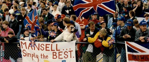 Fans Of Nigel Mansell Celebrate His Victory In The 1992 British Grand Prix At Silverstone