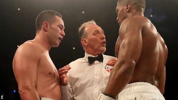 Joseph Parker, Anthony Joshua and referee