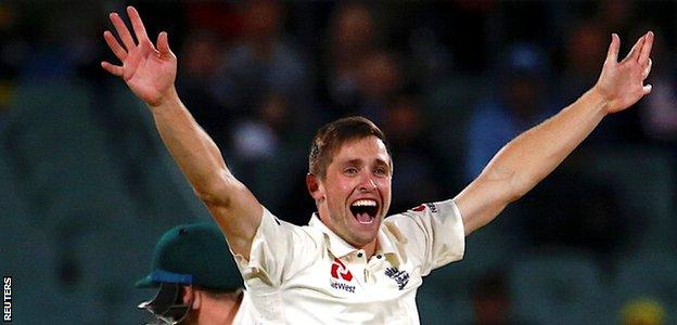 Chris Woakes took 2-13 in seven overs on the third evening