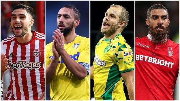 Neal Maupay, Kemar Roofe, Teemu Pukki and Lewis Grabban