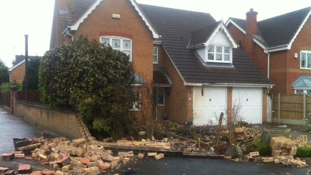 Crash scene on Poppyfields Way Branton in Doncaster