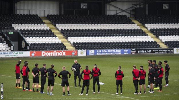 St Mirren players training before their Scottish Cup semi-final