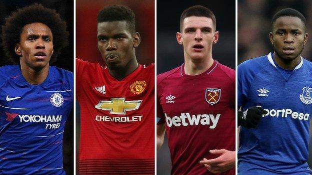 Willian, Paul Pogba, Declan Rice, Ademola Lookman