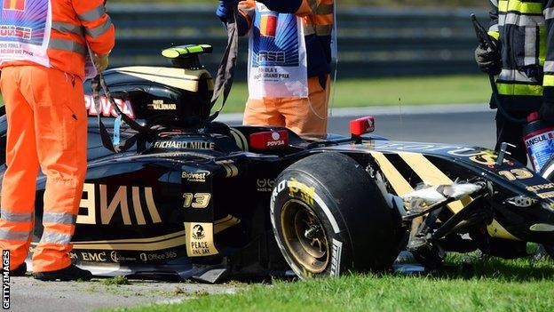 Pastor Maldonado has had a few crashes in his time - this one was in practice at Spa in 2015