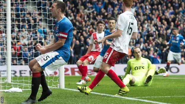 Lee Wallace celebrates putting Rangers ahead