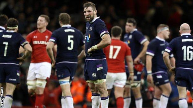 Scotland captain John Barclay at full-time in Cardiff