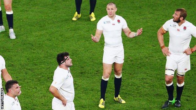 Mike Brown with England team-mates