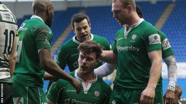 London Irish in Championship action