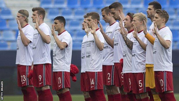 Norway wear shirts protesting against the Qatar World Cup