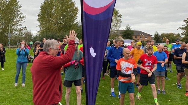 First Minister Mark Drakeford was the starter for Trelai Parkrun in Cardiff in October 2021