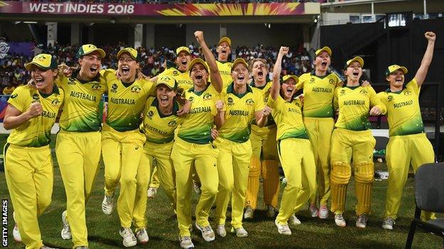 Australia celebrate their victory in the final