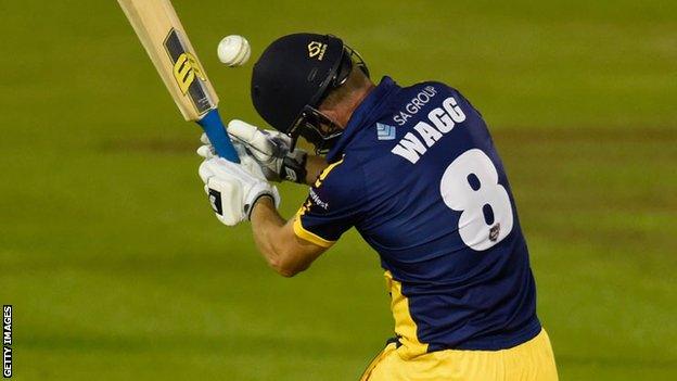 Graham Wagg is struck on the head while batting for Glamorgan