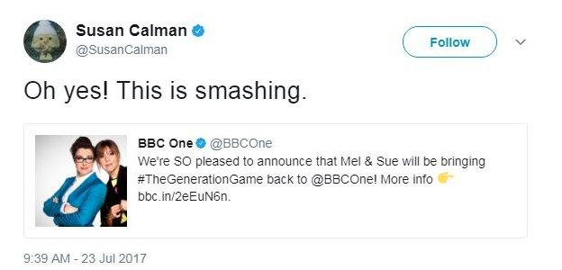 Tweet from Susan Calman