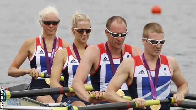 The winning mixed coxed four at the London Paralympics